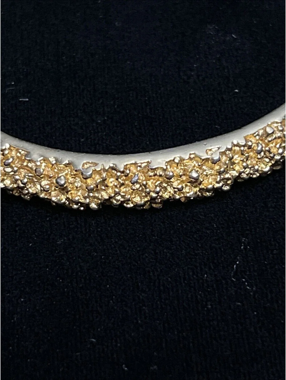 Vintage Signed Crown Trifari Gold Tone Bangle Bracelet Textured  Style
